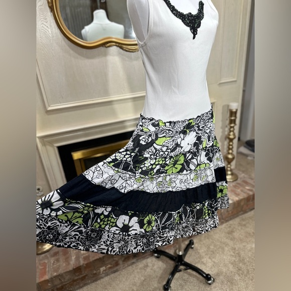 Sangria Dress 14 White Green Floral Maxi Boho Cottagecore - Picture 7 of 12